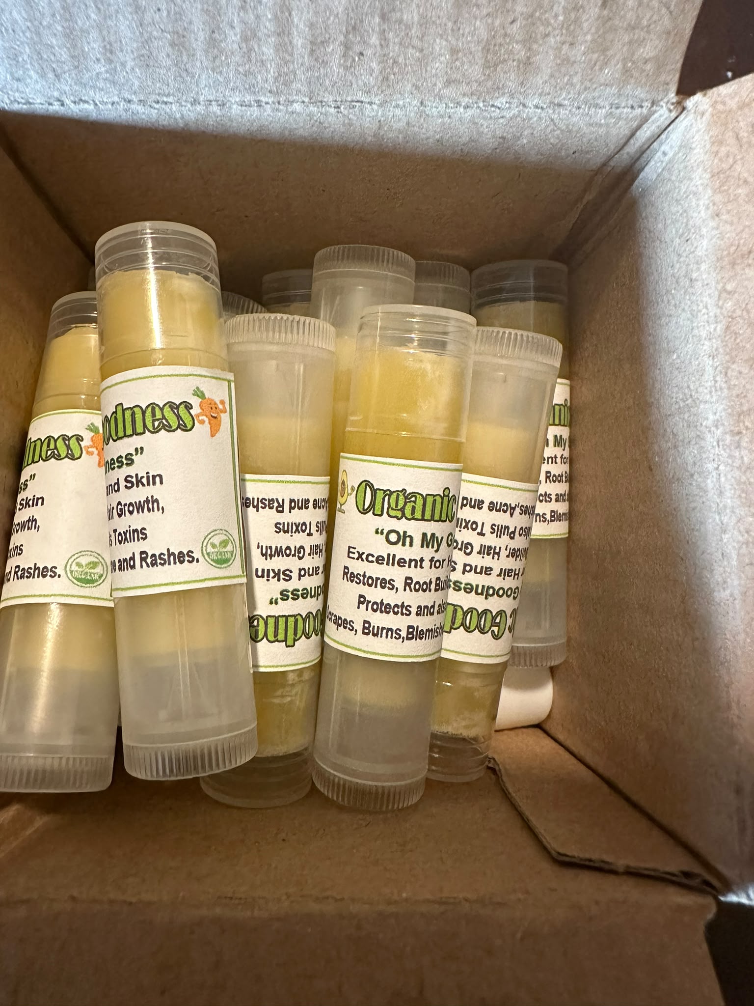 Organic Goodness natural lip balm tubes