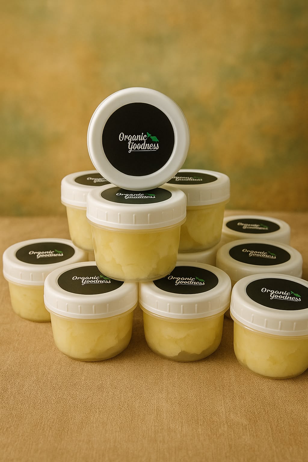 Stacked Organic Goodness shea butter jars