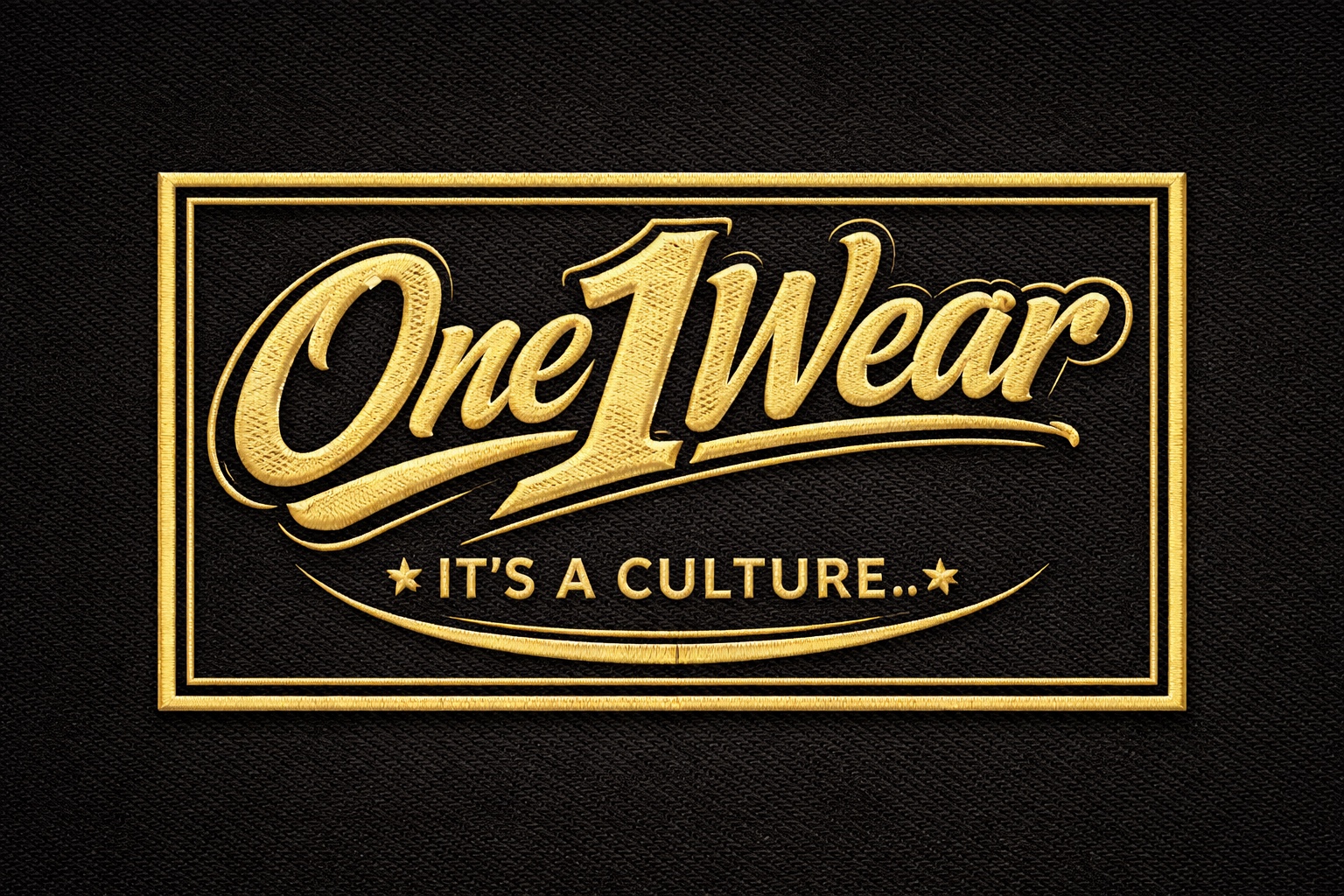 One Wear black-and-gold embroidered logo—It's a Culture